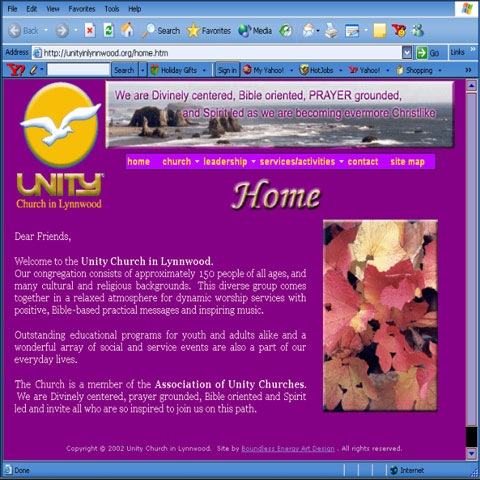 Unity Church of Lynnwood Homepage Sample